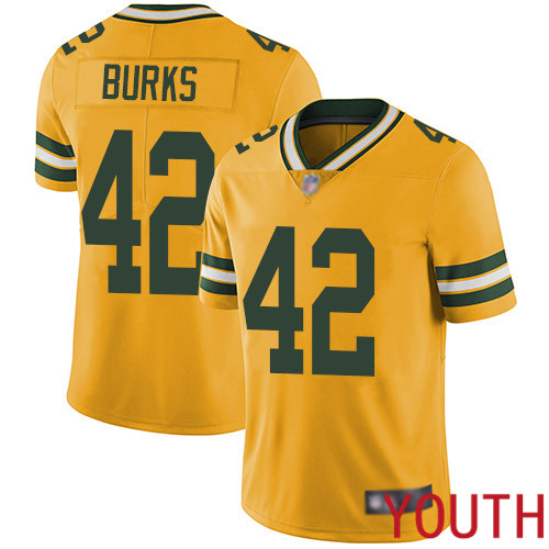 Green Bay Packers Limited Gold Youth 42 Burks Oren Jersey Nike NFL Rush Vapor Untouchable